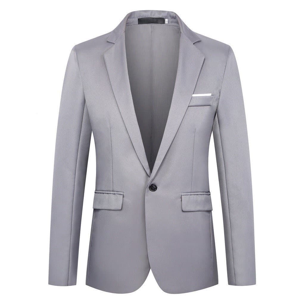Moda Masculina Cor Sólida Manga Comprida Lapela Slim Fit Blazer Terno Casaco Agasalhos