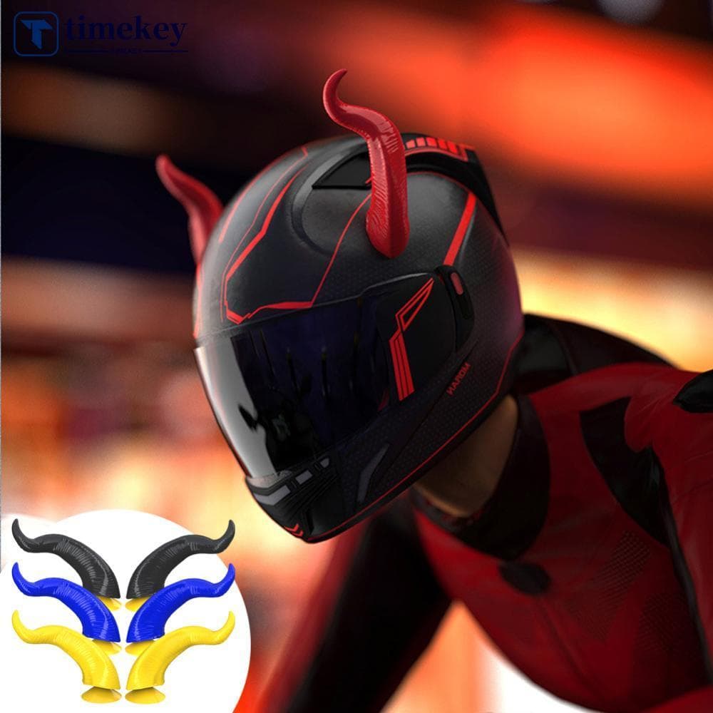TIMEKEY 2 Peças Decoração De Capacete De Motocicleta Estilo Chifres Do Diabo Acessórios Moto Adesivos Cosplay Com Ventos