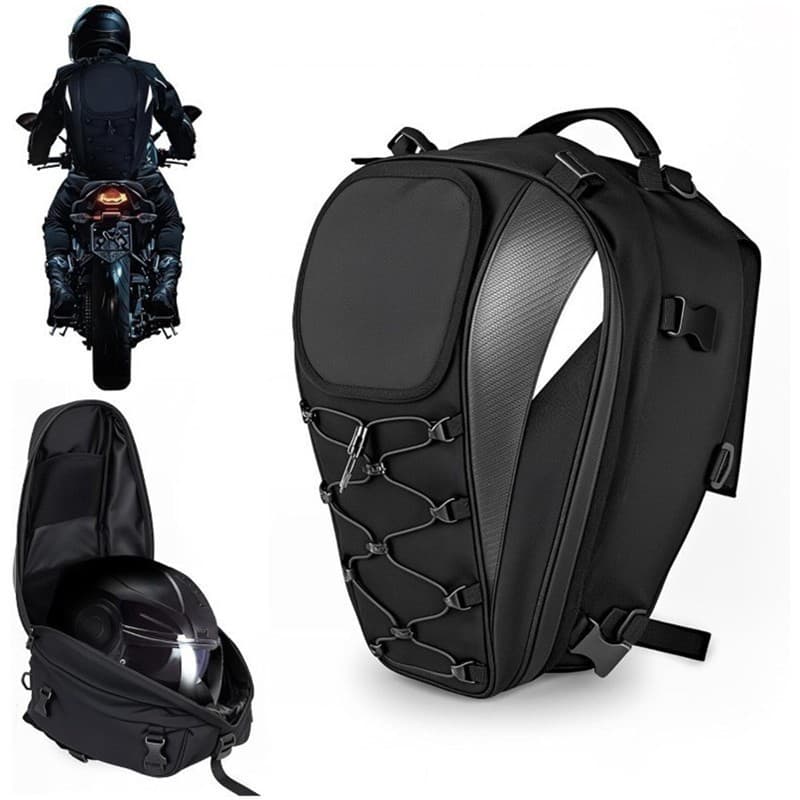 Bolsa para capacete de assento traseiro de motocicleta, bolsa de ciclismo de grande capacidade, mochila de viagem à prov
