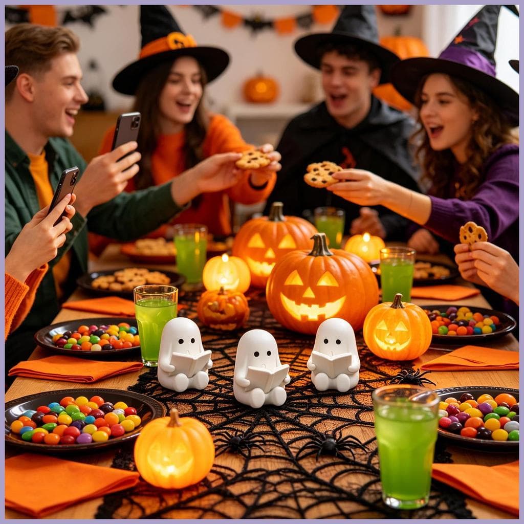 Leitura Fantasma Estatueta Halloween Mesa Decoração Escultura Para Proprietários De Casa Aluguel Mulheres Homens onwasvn