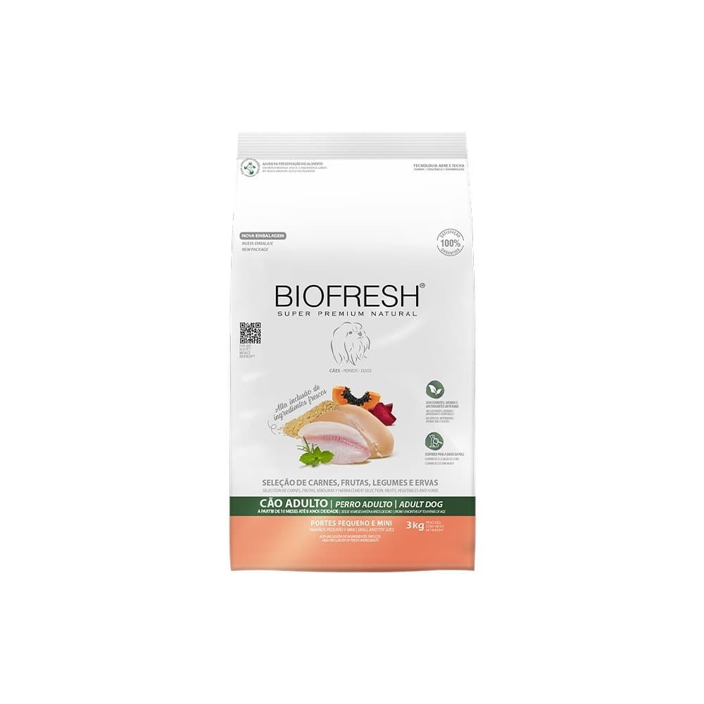 Ração Biofresh para Cães Adultos Raças Pequenas e Mini Carne 3kg