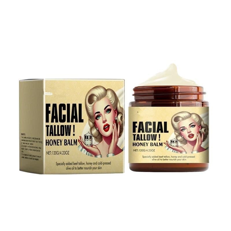 Hidratante facial e corporal contendo gordura de carne bovina e mel, adequado para a pele do corpo e do rosto, 4,23 onça