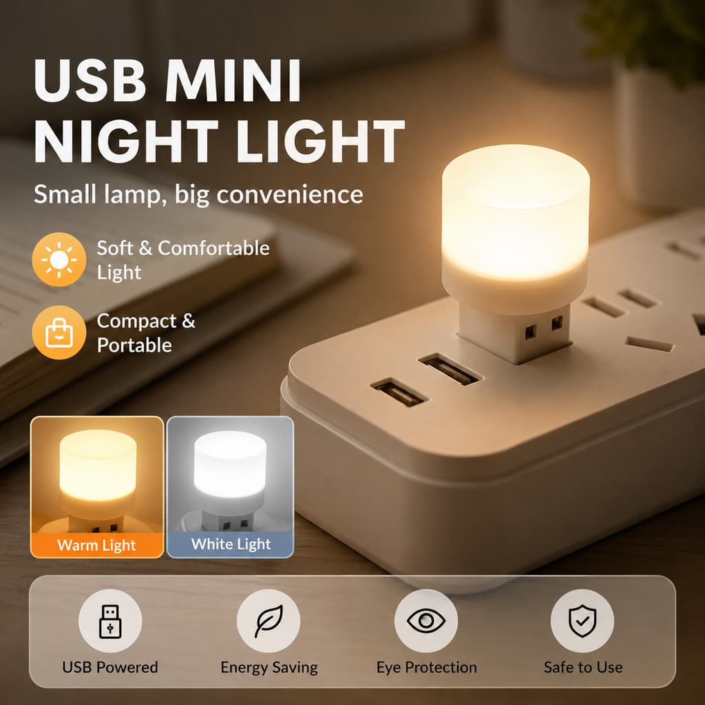 3/5/10 Unidades Mini Luz Noturna Portátil USB , Brilho Macio E Antirreflexo , Perfeito Para Dormir , Corredor Uso De Eme