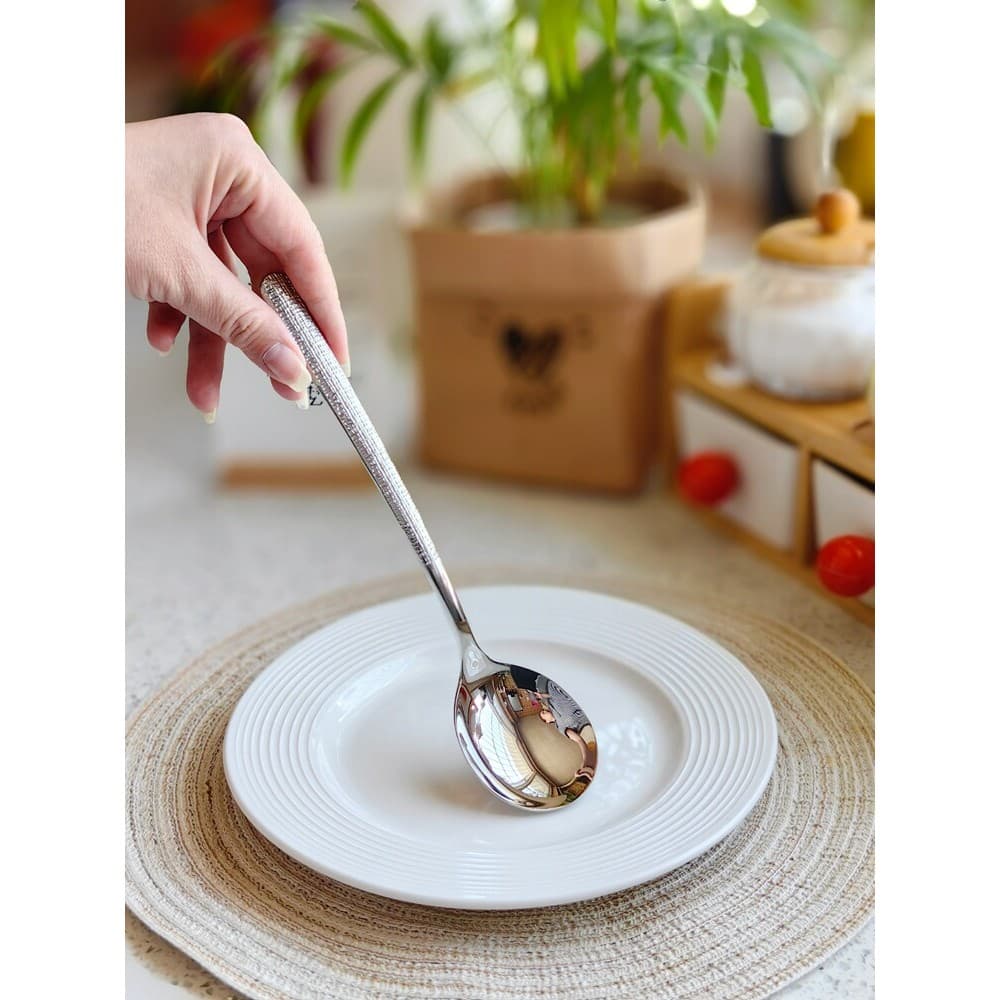 Com lágrimas!G Gigante Barato!Lang Padrão 18/10 Colher de comida ocidental de aço inoxidável Comida principal Mais comer