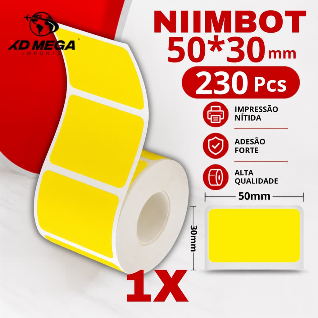 1 Rolo de etiqueta 50x30 amarela Niimbot para B1/B21