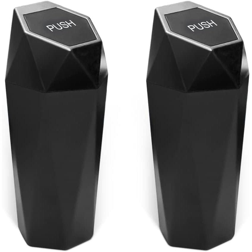 2 Lixeiras para Carro com Tampa, Mini Lixeira Portátil de Plástico para Automóvel, Pequena Lixeira à Prova de Vazamentos