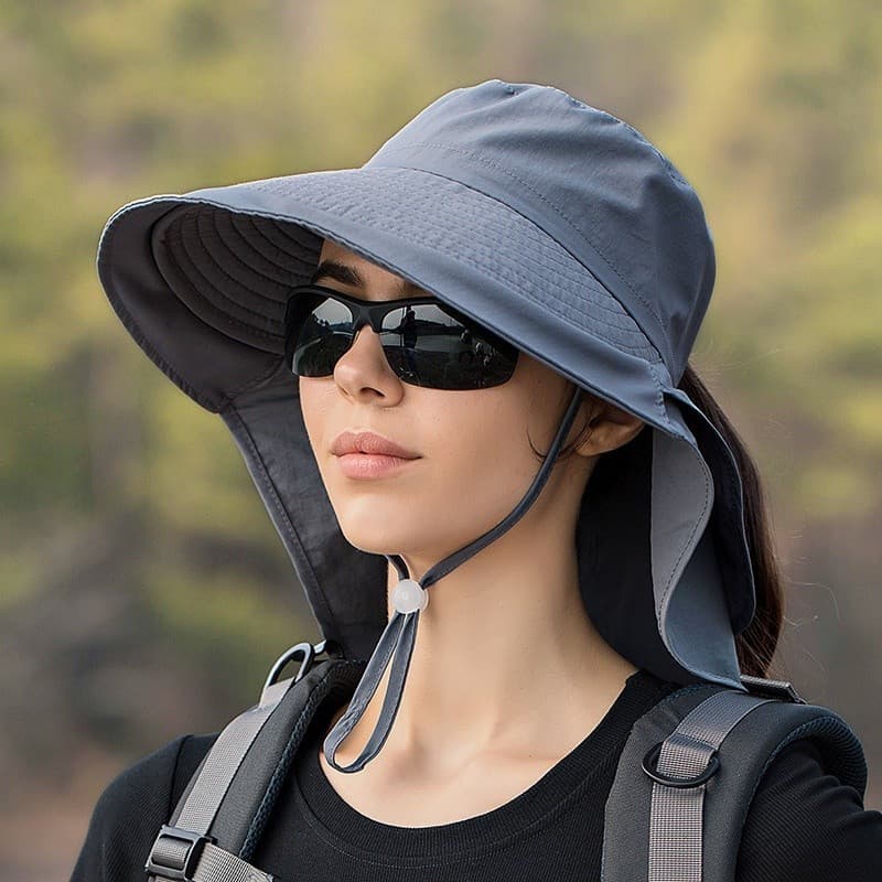 Chapéu Feminino De Sol Com Aba Larga Verão Para Pesca Ao Ar Livre Caminhada Proteção UV Anti-Pescoço Viseira
