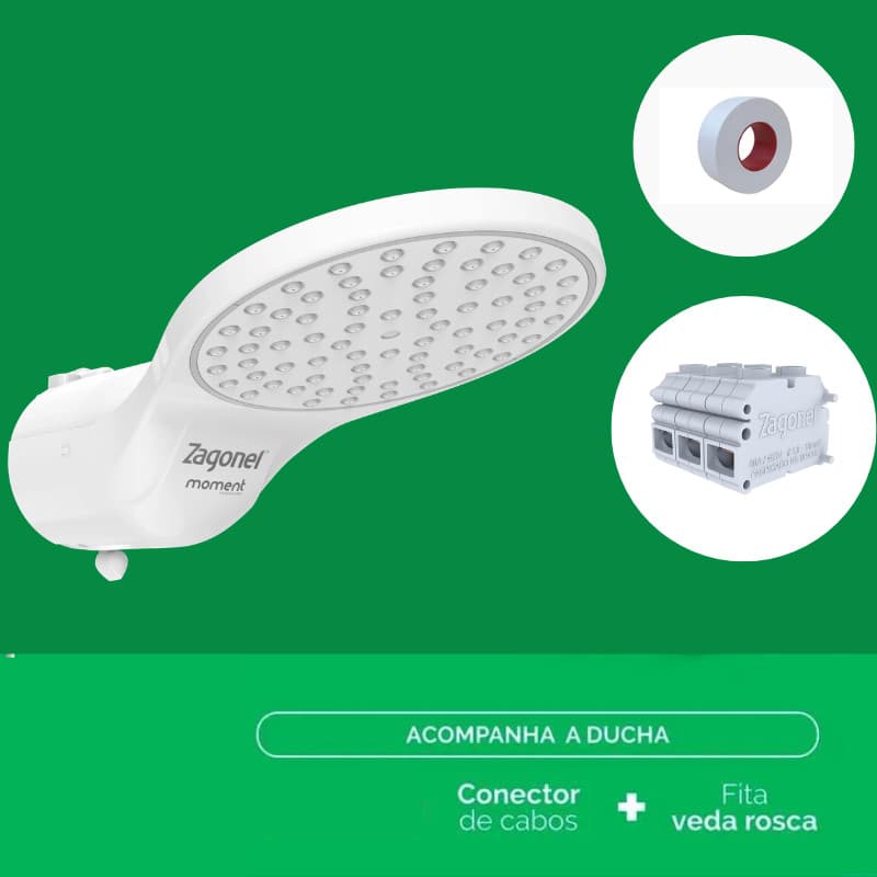 KIT DUCHA MOMENT 220V BRANCA + VEDA ROSCA + CONECTORES 50A