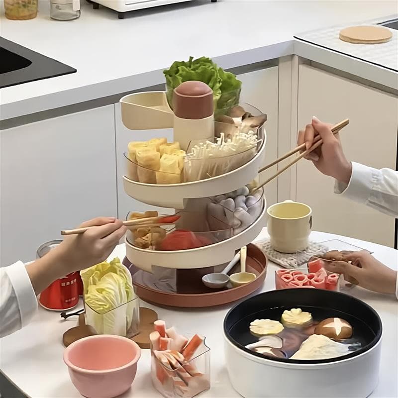 Multifuncional rotativo panela quente preparando prato cozinha do agregado familiar prato vegetal Multi-camada prato lat