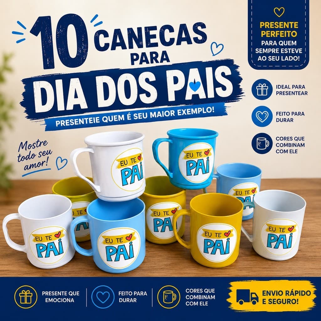 Kit 10 caneca dia dos Pais te amo lembrancinha personaliza barata pronta entrega brinde escola igreja