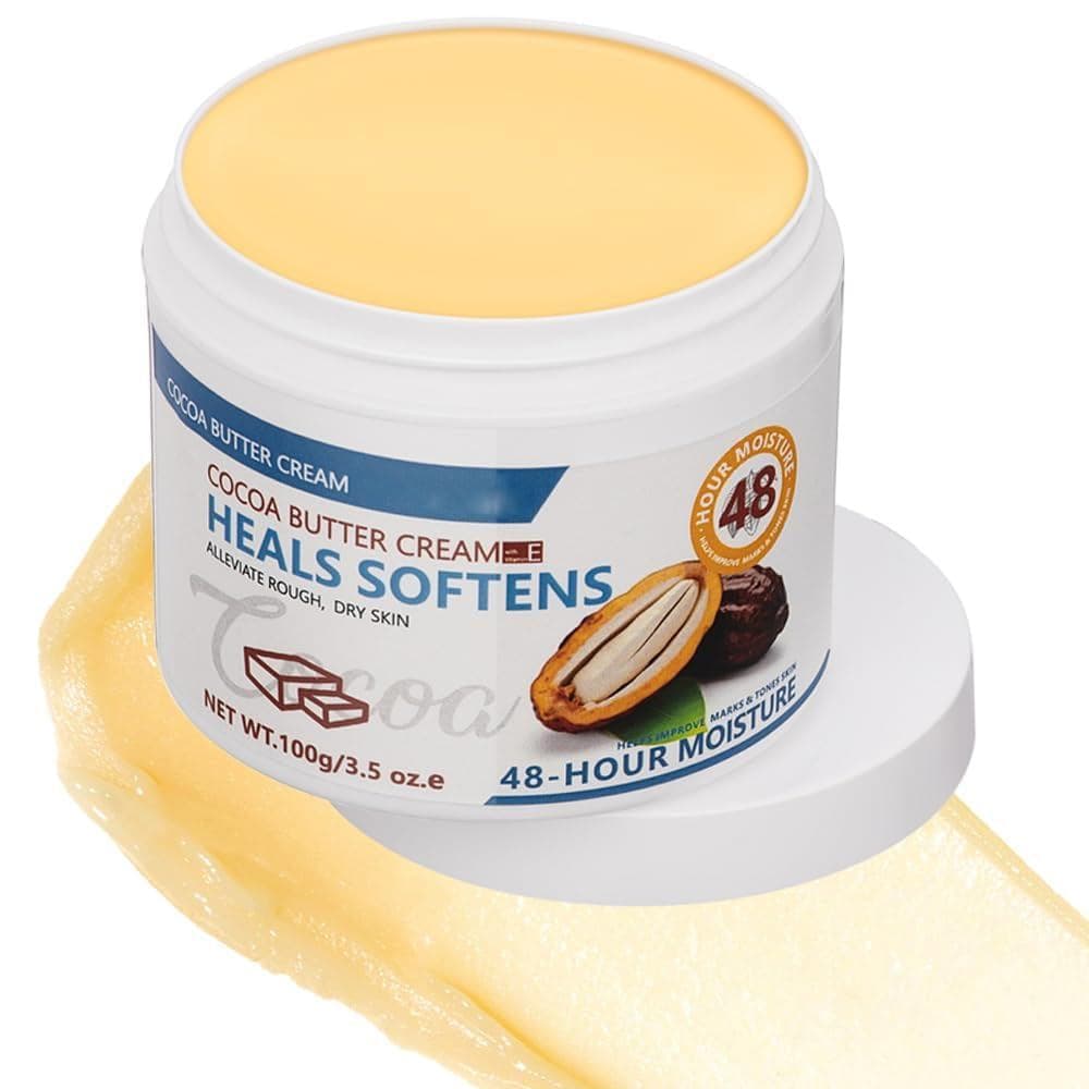 Creme Facial de Manteiga de Cacau, Creme Hidratante para Ressecamento Corporal, Creme Hidratante com Vitamina E, Nutriti