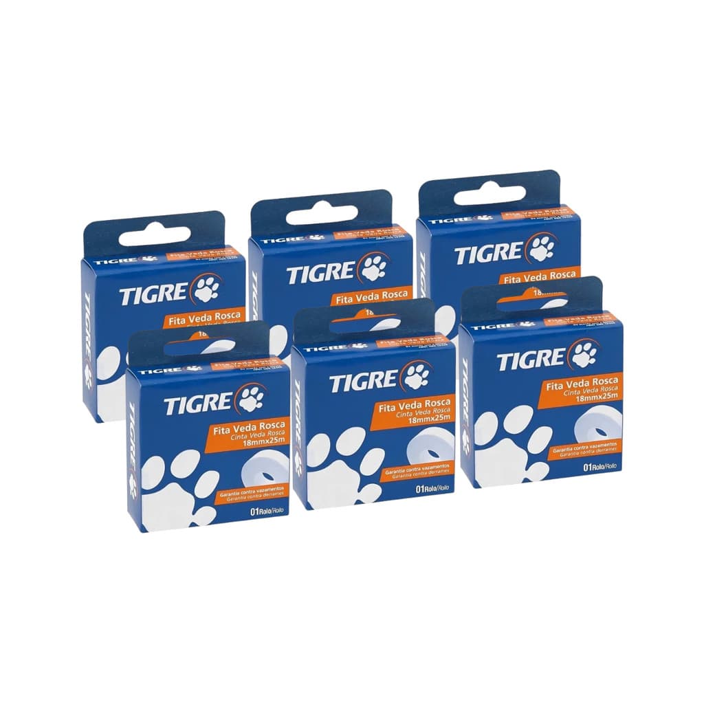 KIT COM 6 TIGRE FITA VEDA ROSCA 18X10MTS 54501854