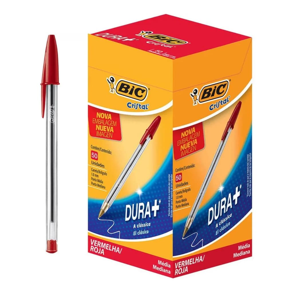 CANETA ESFEROGRAFICA 1.0MM VERMELHA C/50 - BIC