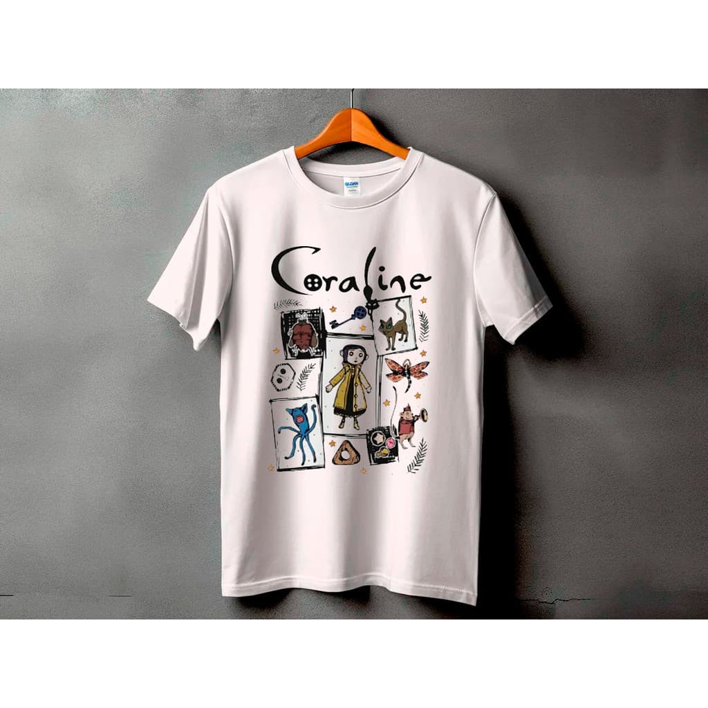 Camisa Camiseta Algodão Filme Coraline e o Mundo Secreto camisa Coraline 100% Algodão Moda Maligu