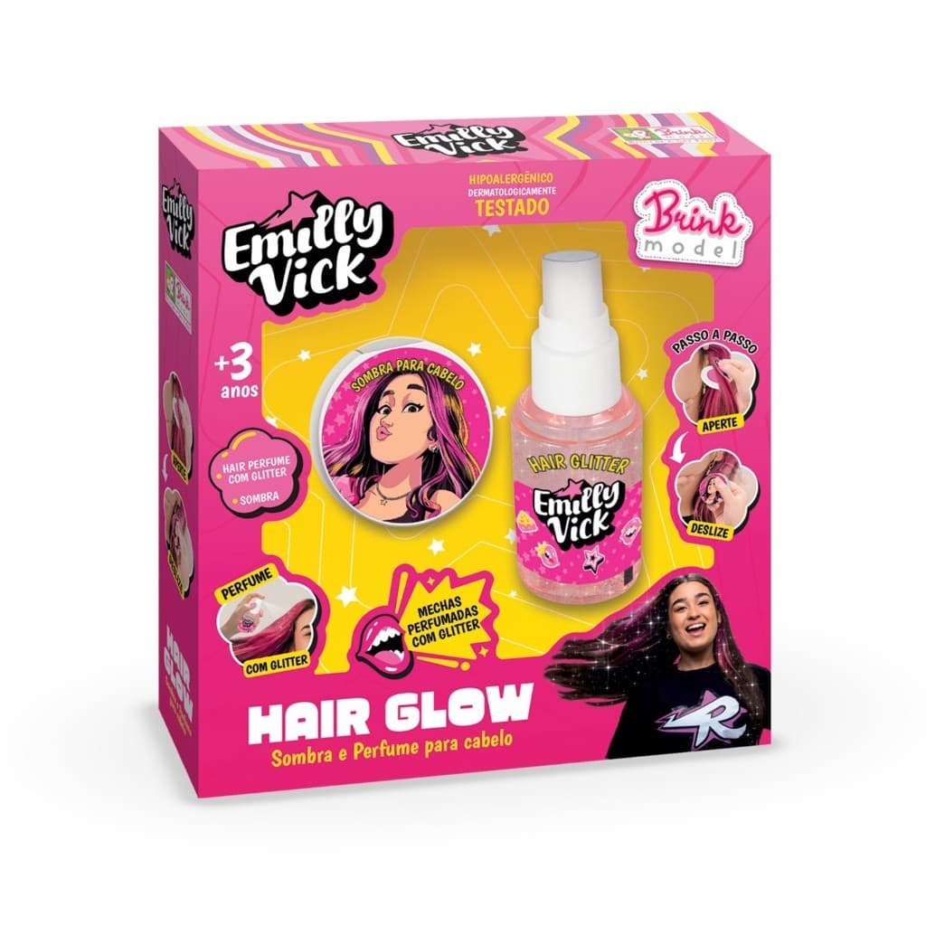 Kit Maquiagem Infantil Hair Glow Emilly Vick Dos Rosa - Brink Model