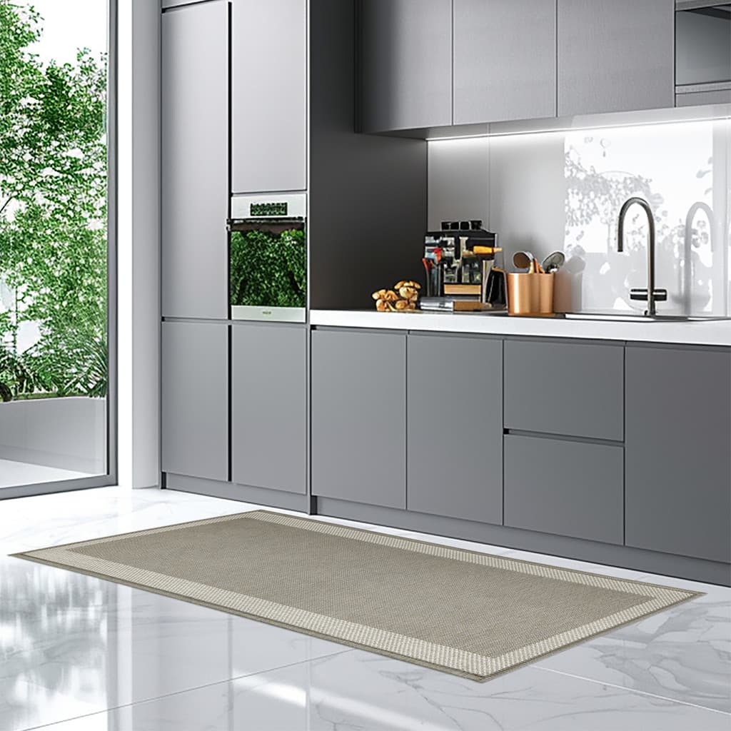 Tapete de Cozinha 50x70cm Kacyumara Gold Bege Antiderrapante Emborrachado Lavanderia Area Gourmet