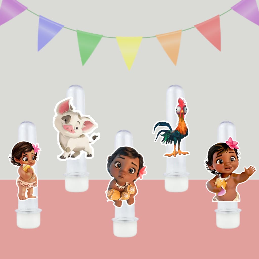 40 Apliques para tubete | Moana Baby | Aniversário | Festa | Lembrancinha