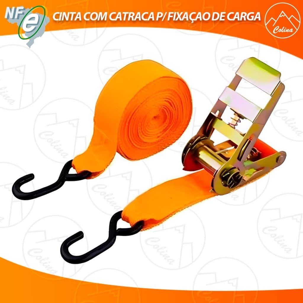 Cinta Fixação de Carga Amarração Com Catraca 60KG 4,5m Fita completa Carro Moto Engate Nano Shop