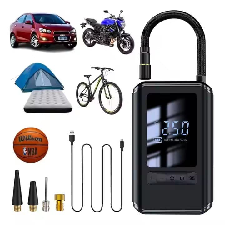 Mini Compressor de Ar Portatil Recarregavél Digital USB Calibrador Pneu