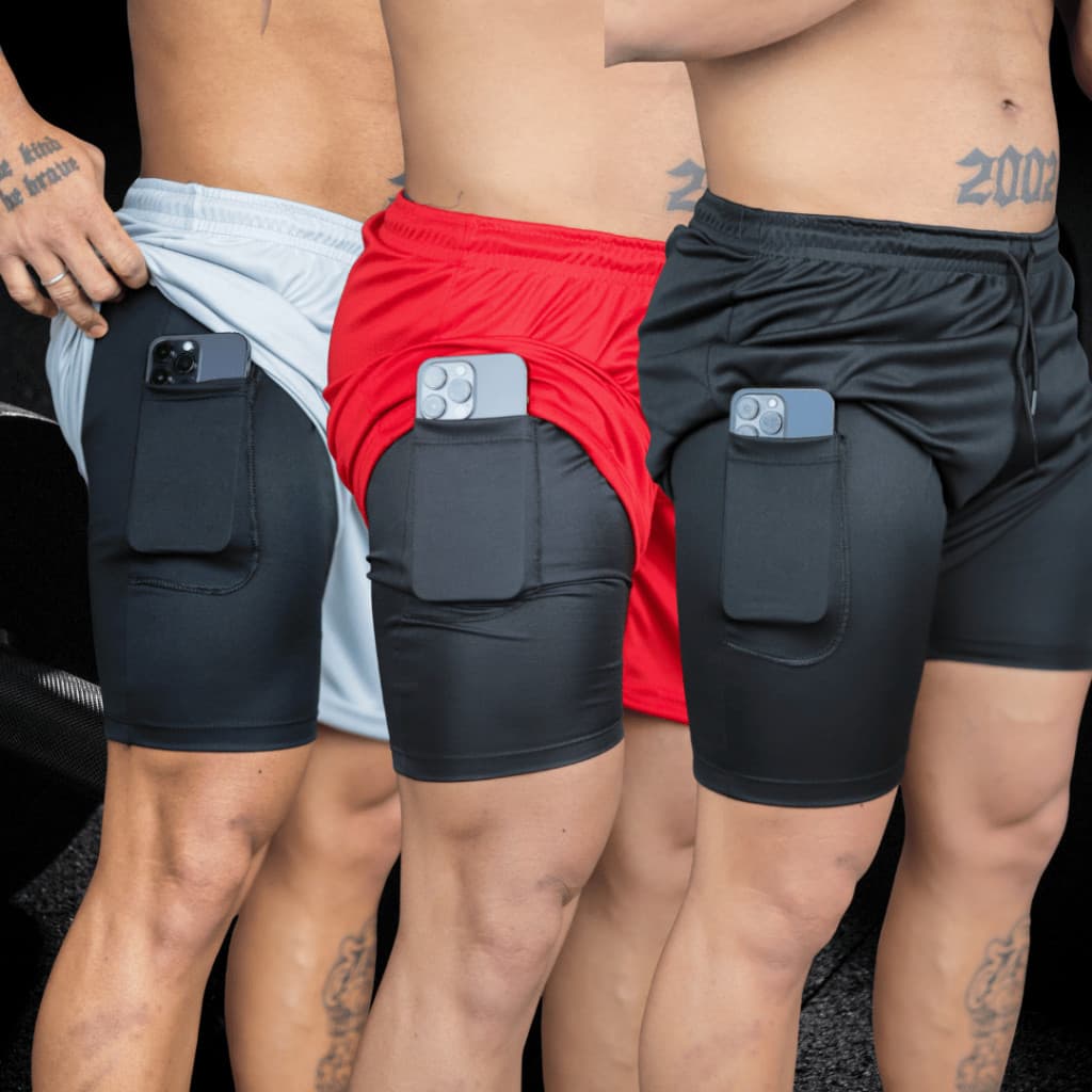 Kit 3 Bermudas 2 em 1 Academia Masculino Fitness Novidade
