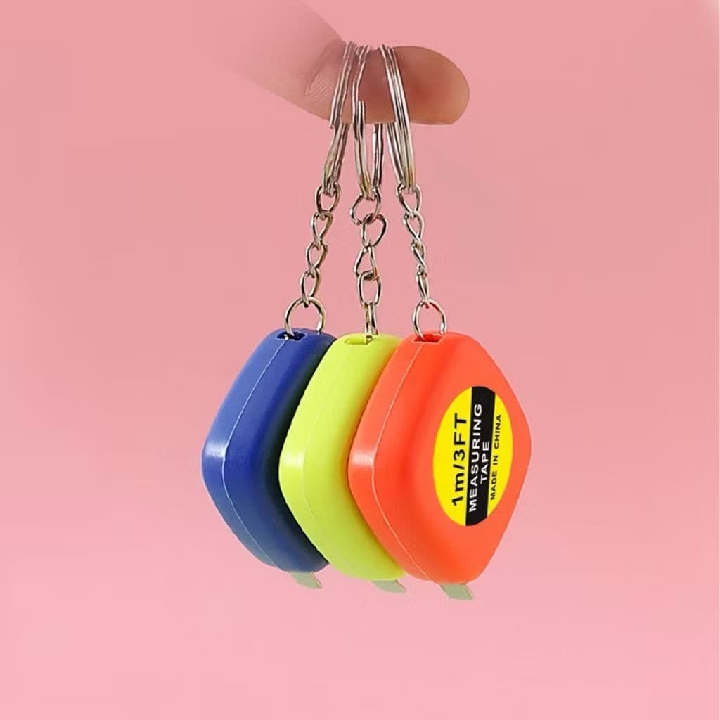 Mini Chaveiro Trena 1M Metal Fita Métrica Quadrada  Medidas Retráteis Portáteis