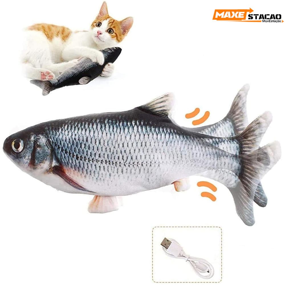 Brinquedo Automático para Gatos em Forma de Peixe - Recarregável e Seguro para Pets