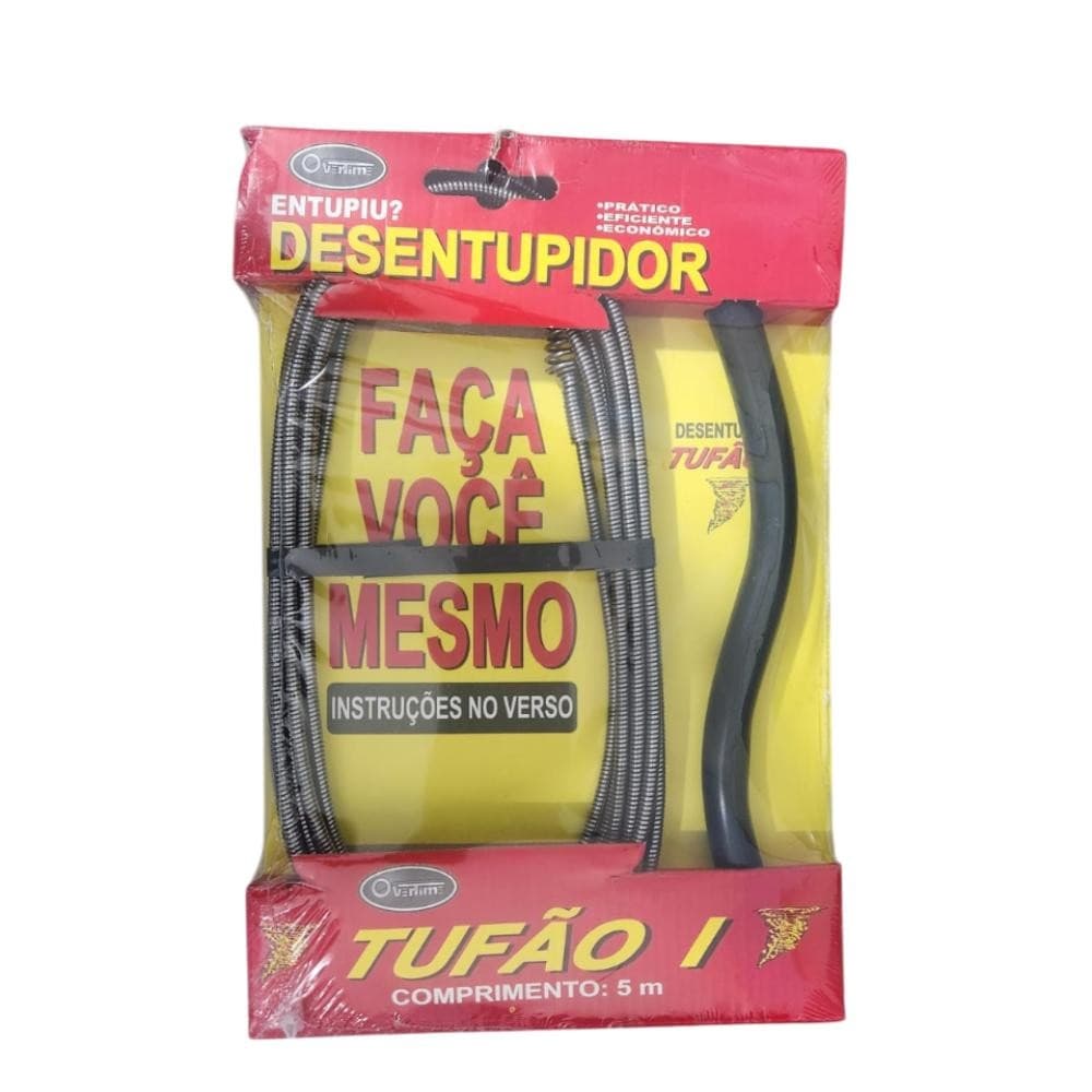 Desentupidor Aço Overtime Tufão I 5m Cabo Flexível Pia Ralo Vaso Cano Encanamento
