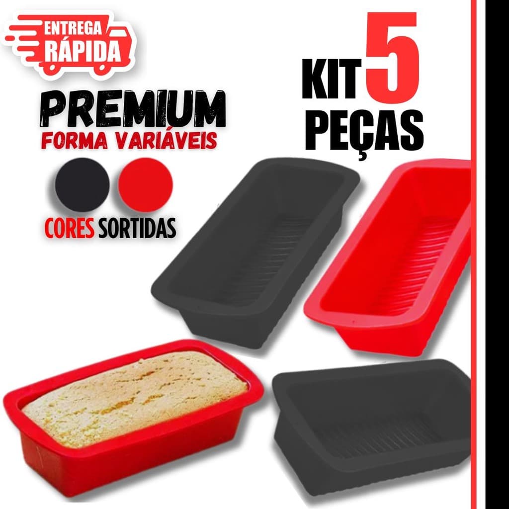 5 Forma de Silicone Retangular para Pão Caseiro e Bolo Inglês - Antiaderente Premium