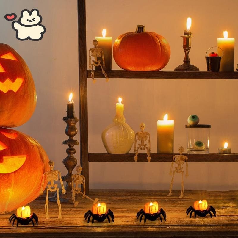 Toselfwith Lâmpada LED De Abóbora Para Halloween Com Aranha Assustadora , Luzes Brilhantes Cintilantes Sem Chama LEDs ,