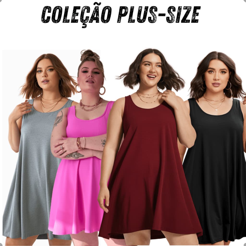 Kit Vestido Regatinha Feminino Plus Size do P ao G3 Soltinho Alcinha