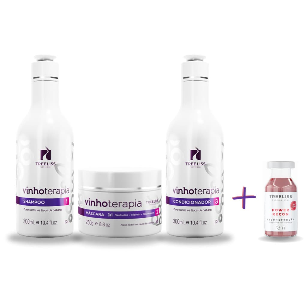 Kit Hidratação 3 Passos Vinhoterapia treeliss com Brinde