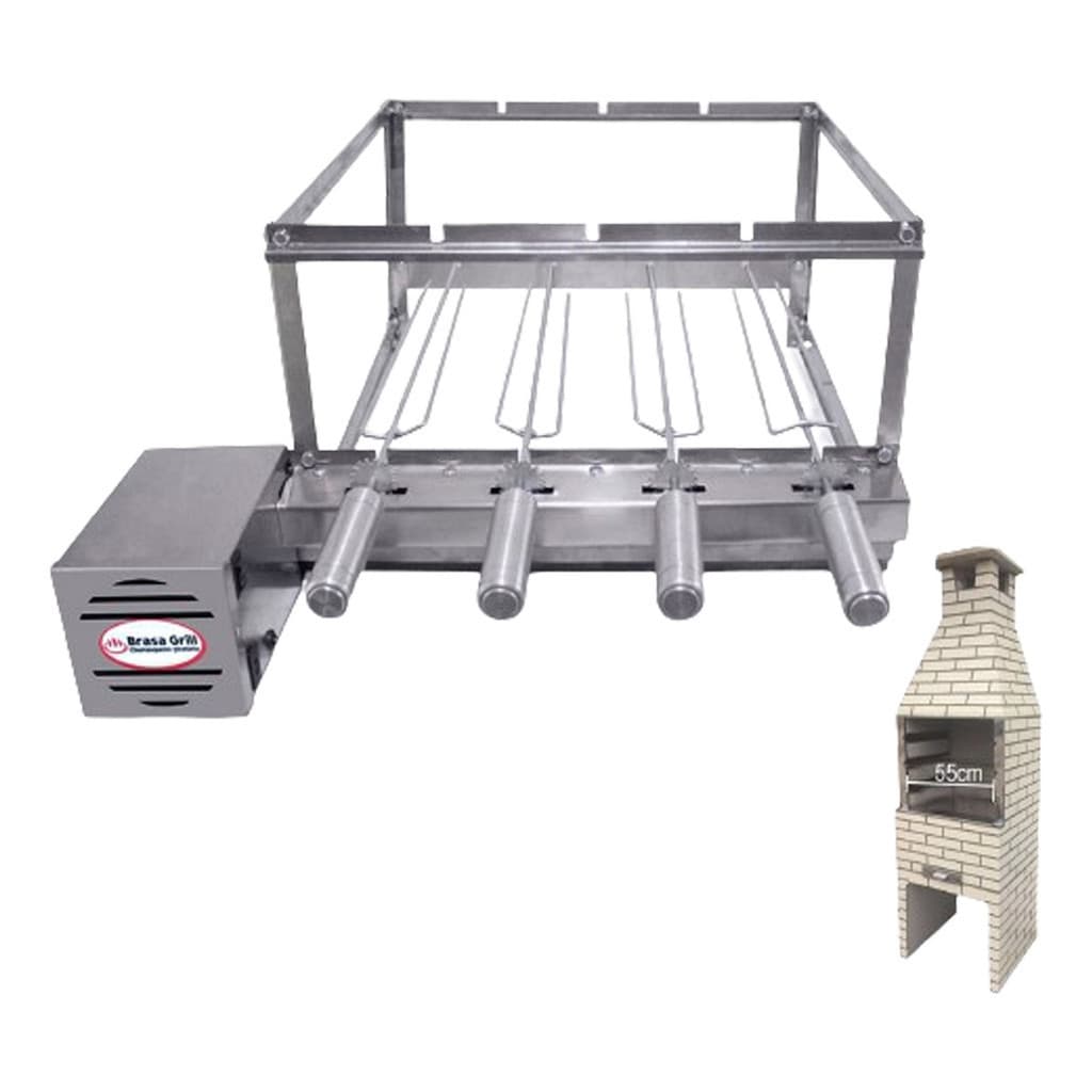 Grill 4 Espetos 55cm Especial p/ Churrasqueiras   Espaço Interno Pré Moldadas - BG004EPM
