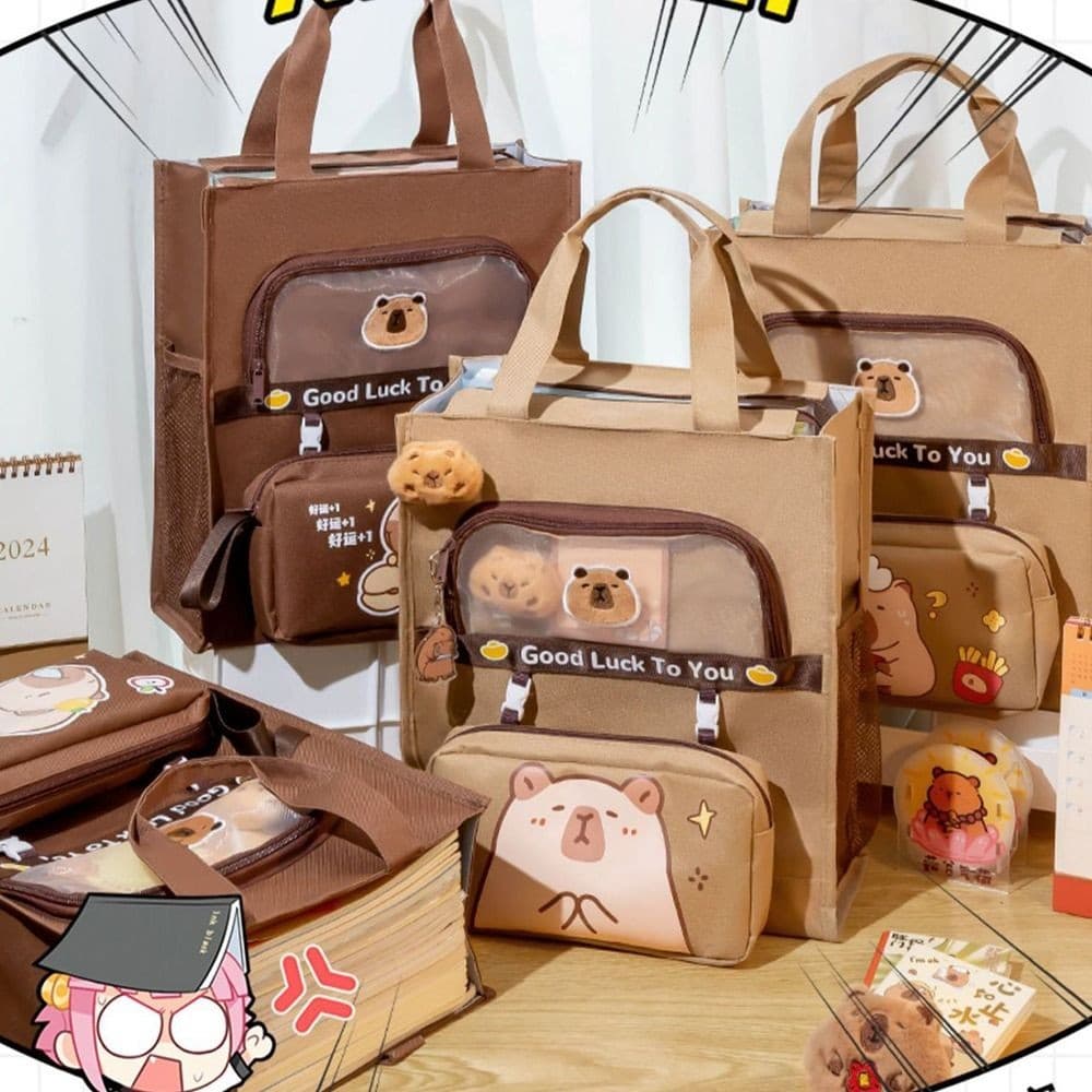 Bolsa Escolar Multifuncional De Grande Capacidade , De Lona Capivara De Arquivo A4 Tutorial De Cinco Camadas , Meninos E