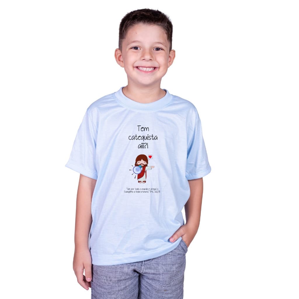 Camiseta Roupa Infantil Catequista Aí Estampa Religiosa Católica Evangelização