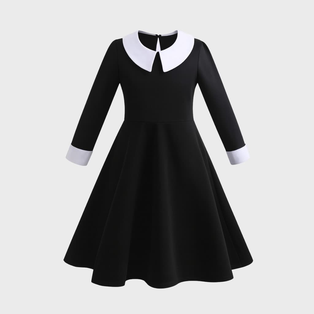 Kit Vestido Fantasia Wandinha Halloween Infantil Festa Menina Escola Temático Cosplay Super Premium Entrega Ultra Rápido