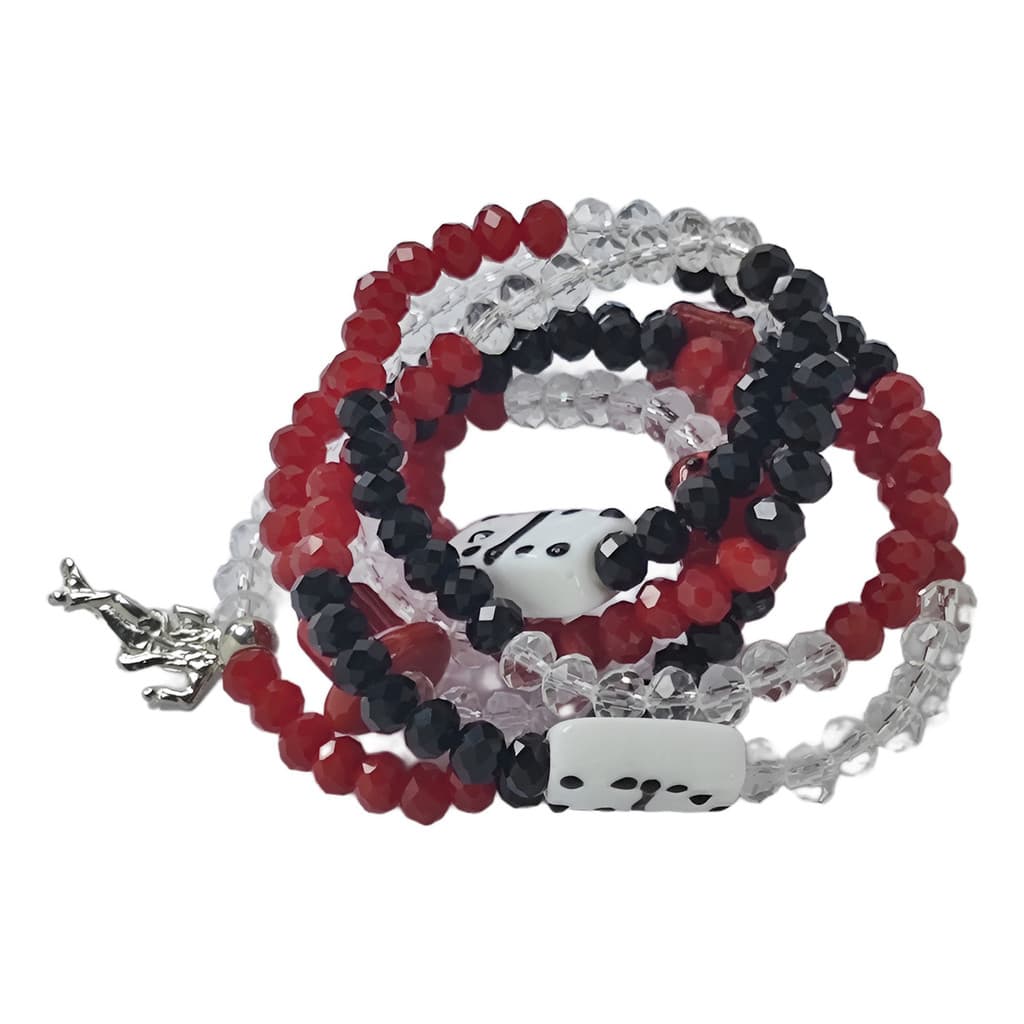 Guia Seu Zé Pilintra Cristal 8mm Três Cores Com Em Cordonê Vermelho Preto E Branco