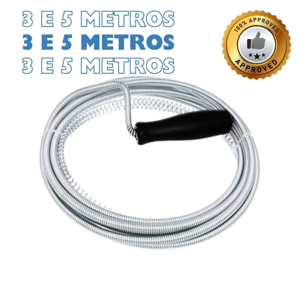 Desentupidor de Ralo Manual Tufão 3 Metros ou 5 Metros Para Tubulação Vaso Sanitário Pia Calha