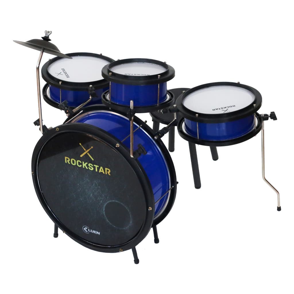 Bateria Infantil Luen Rock Star 4 Peça Pint Eletro Azul