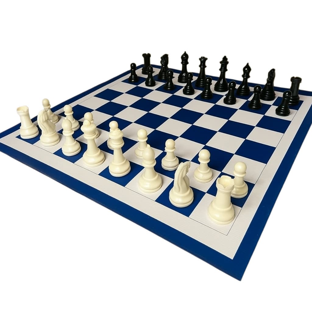 Peças Grande de Xadrez Oficial com Tabuleiro Lona 45x45 cm Azul