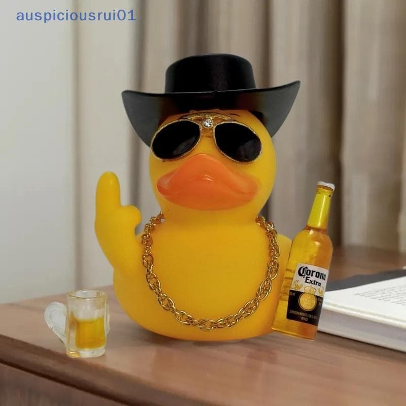 1 Conjunto De Pato De Borracha Legal Com Pequena Garrafa De Vinho Cerveja Casa Ornamento De Carro Engraçado Dedo Médio P