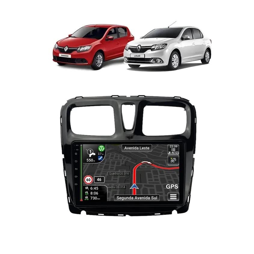 Kit Multimídia Sandero Logan 2015 / 2024 Intense Expression 9 Pol Android Carplay 2/32GB - 915BR ROADSTAR