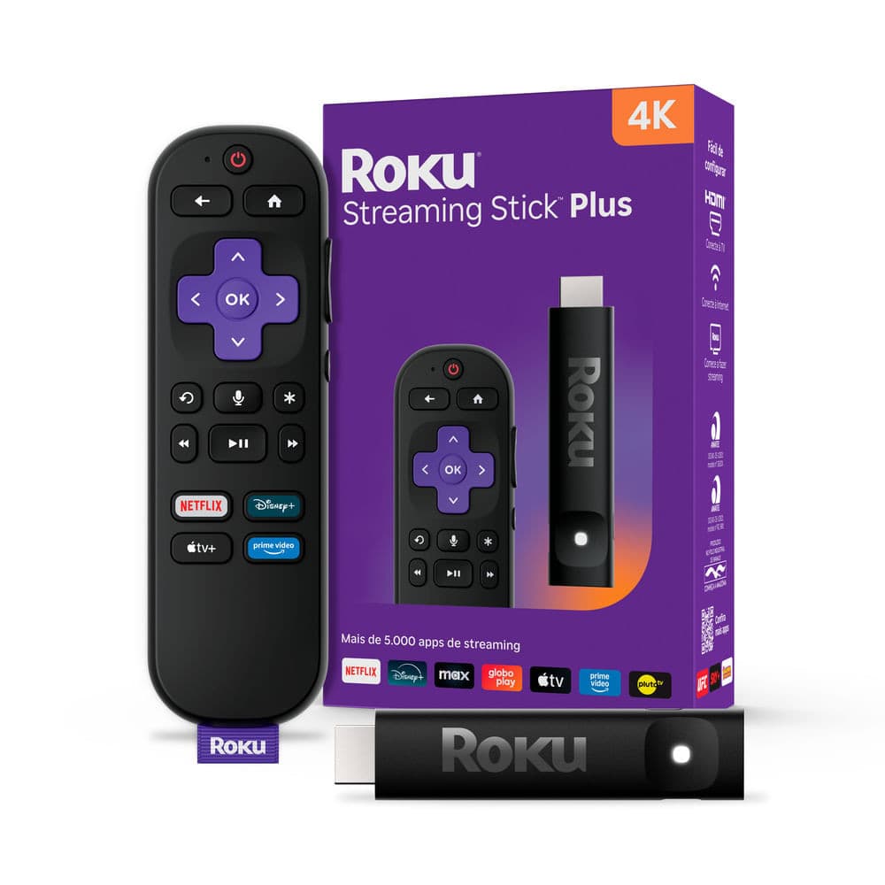 Roku Streaming Stick Plus para TV 4K Controle por Voz