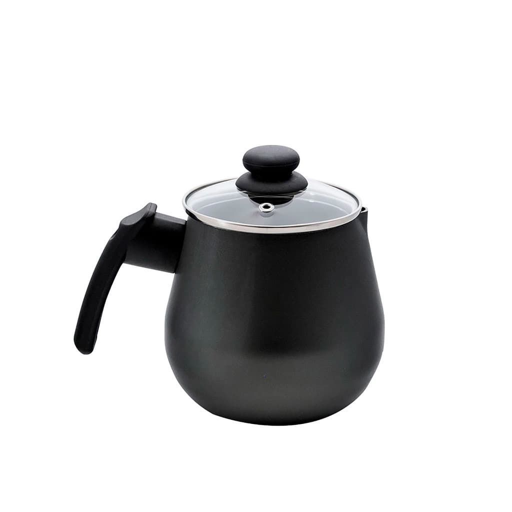 Leiteira Fervedor 1,5L Alumínio Tampa Vidro Cabo Baquelite Preto Antiaderente Santorini Meridional