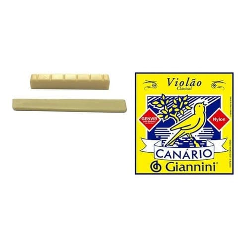 PESTANA + RASTILHO PARA VIOLÃO DE NYLON + ENCORDOAMENTO CANÁRIO NYLON