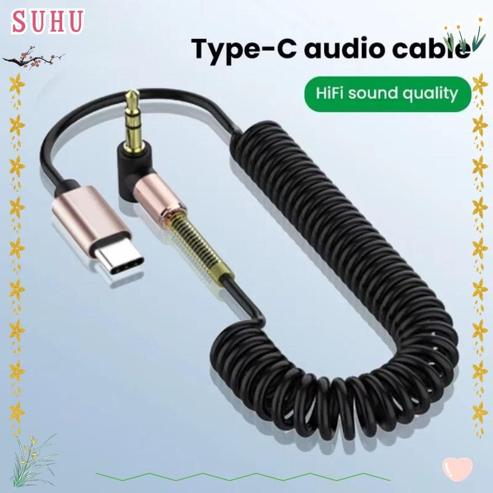 Cabo Auxiliar SUHU , De Áudio Retrátil De Mola De 3.5 Mm A , Tipo C Para Celular