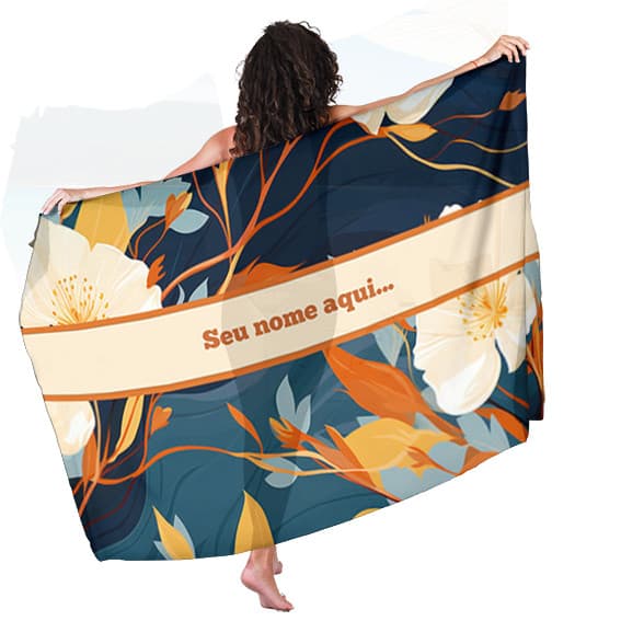 Canga Saida de Praia com nome personalizado 90x140cm