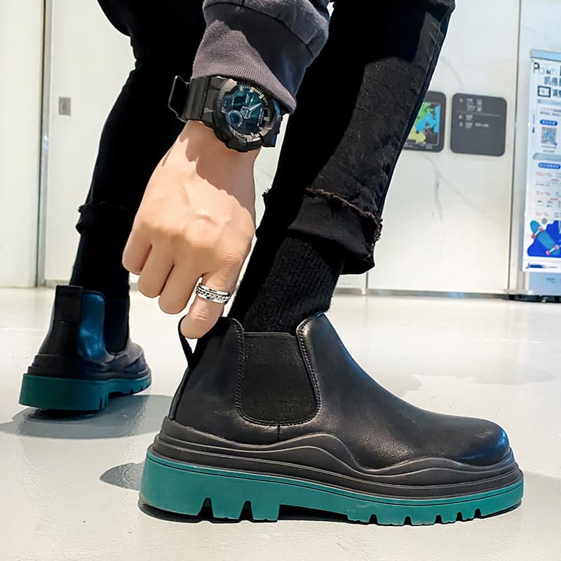 Verão Martin botas masculinas de sola grossa estilo britânico moda única na moda grande cabeça macacão sapato manga Chel