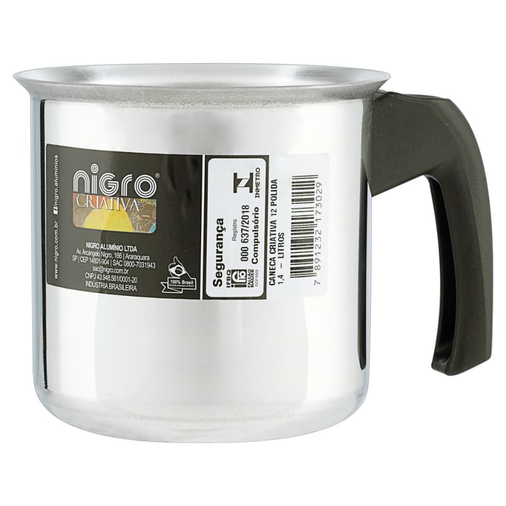 Leiteira Caneca Criativa Polida 16cm - Nigro 2,5 Litros