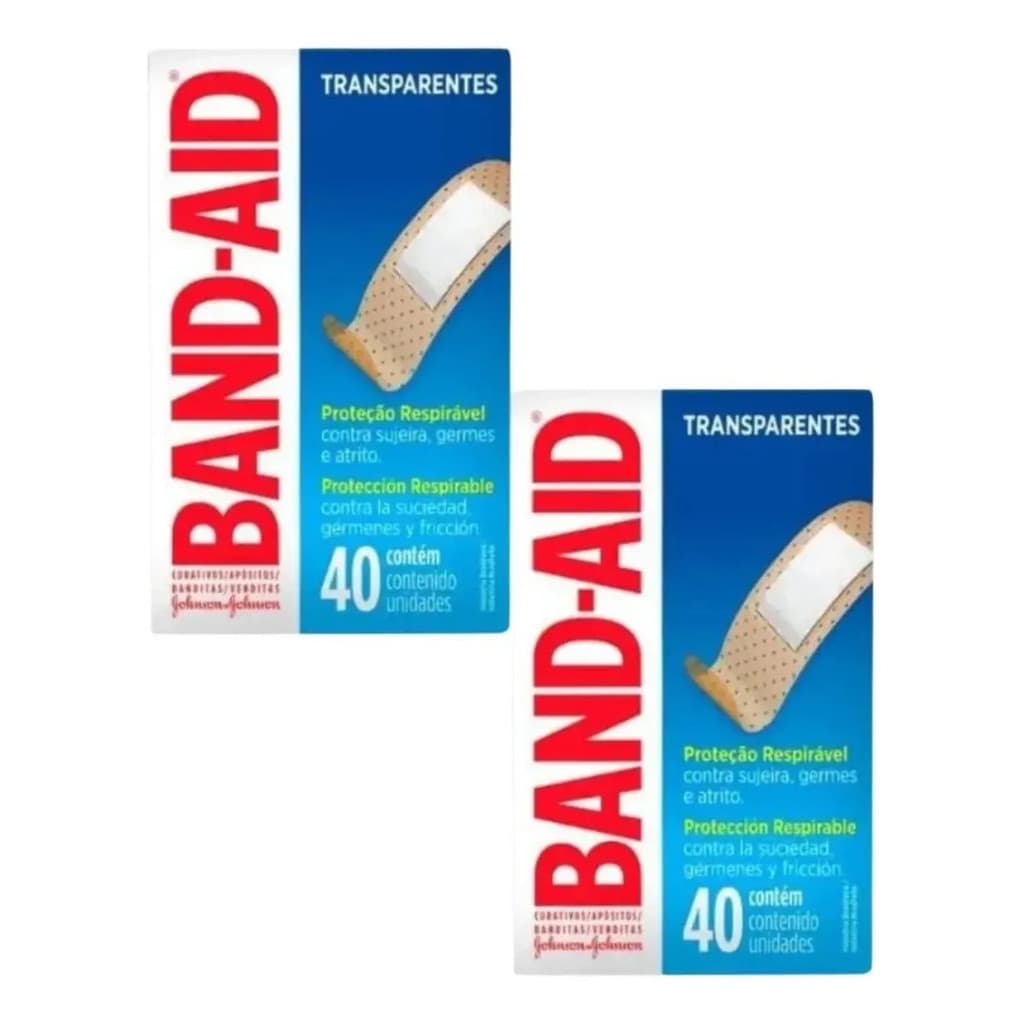 Curativo Band-aid Transparente 40 Unidades - Kit 2 Caixas