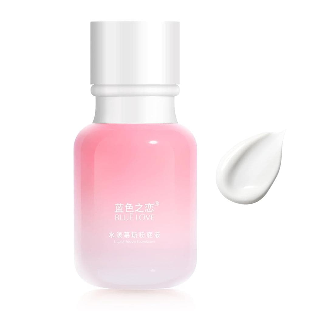 BLUE LOVE Base Líquida com Textura Mousse, Base de Cobertura Total para Pele Madura, Creme de Maquiagem Facial para Unif